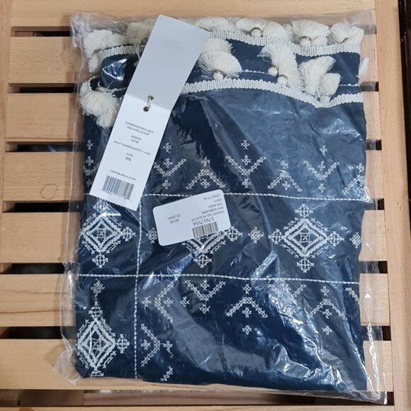 Tory Burch Women's Tassel Embroidered Geometric Scarf - Picture 7 of 8